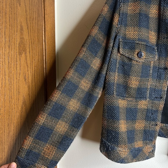 Liverpool Blue and Tan Checkered Distressed Plaid Jacket size S - Picture 2 of 8